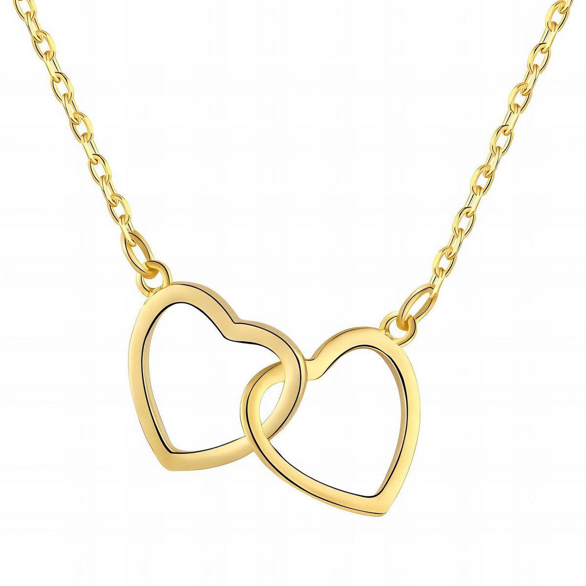 18K gold plated 2 hearts necklace gold stainless steel Kuwait Jewelique