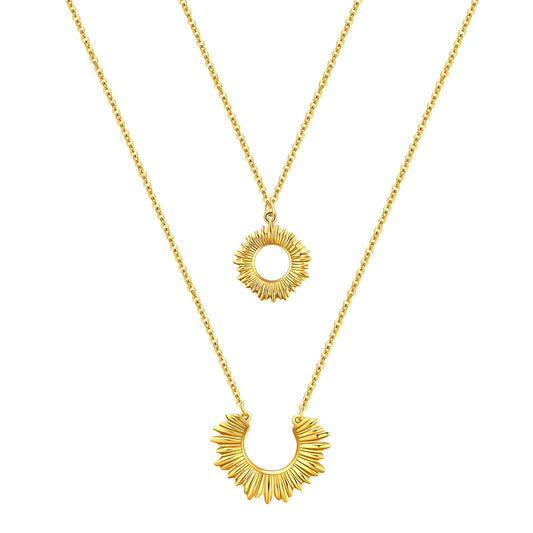 18K gold plated double sun necklace gold stainless steel Kuwait Jewelique