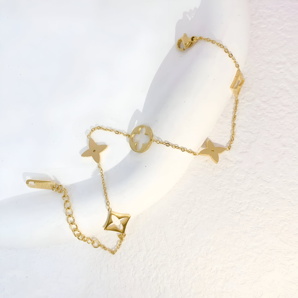 18K gold plated L7 bracelet worn wrist Kuwait Jewelique