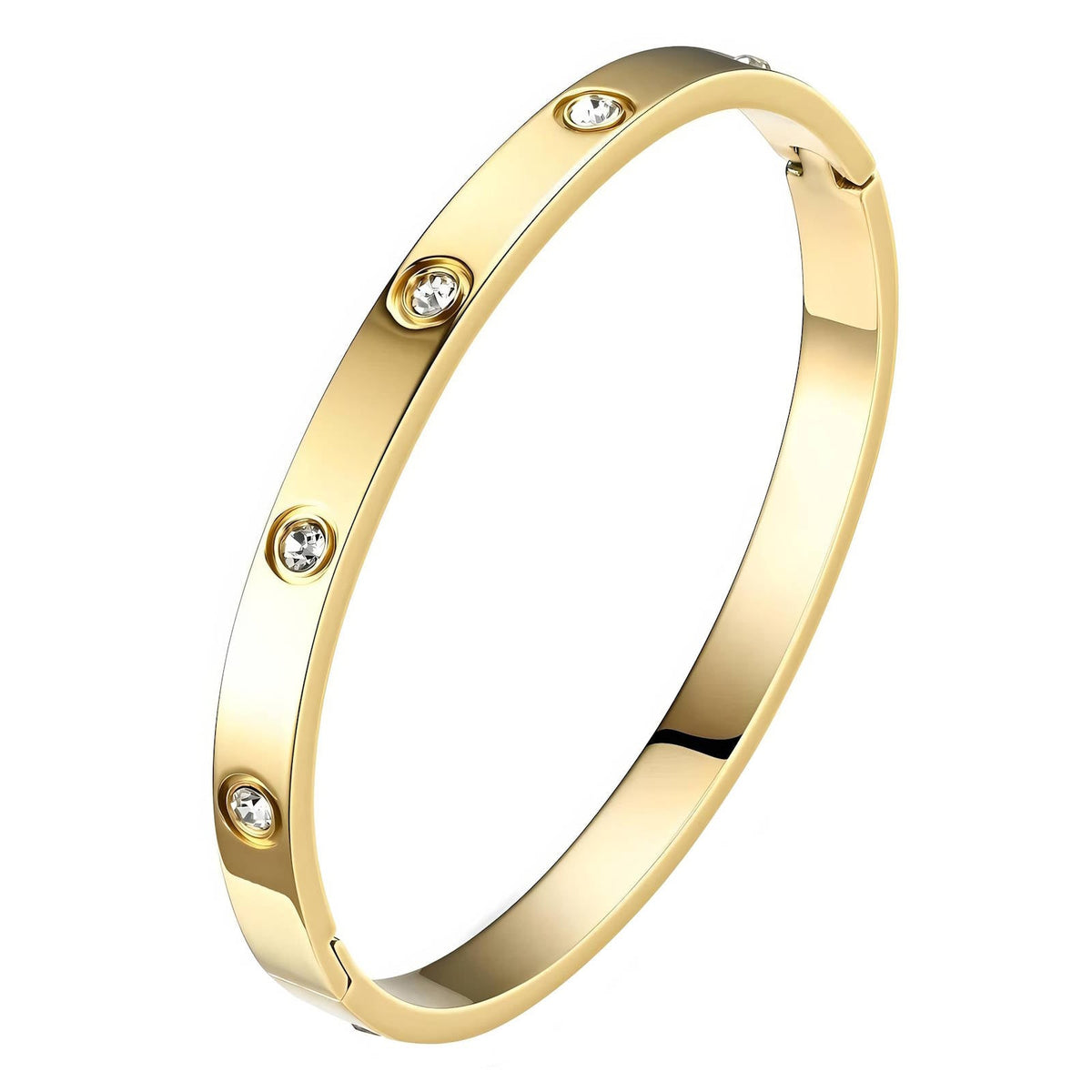 18K gold plated love bangle gold with diamonds stainless steel Kuwait Jewelique
