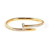 18K gold plated nail bangle full diamonds angled view Kuwait Jewelique