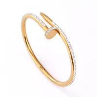 18K gold plated nail bangle full diamonds gold stainless steel waterproof Kuwait Jewelique