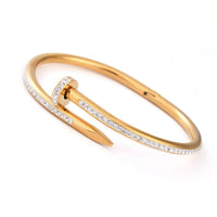 18K gold plated nail bangle full diamonds horizontal view Kuwait Jewelique