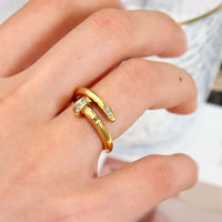 18K gold plated nail ring close up detail Kuwait Jewelique