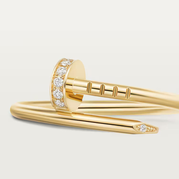 18K gold plated nail ring gold with stones stainless steel Kuwait Jewelique
