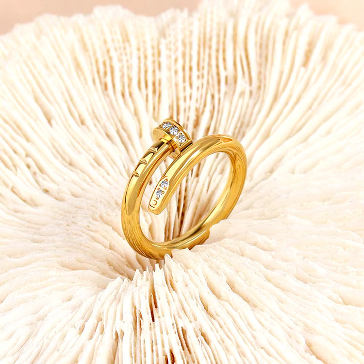 18K gold plated nail ring worn on hand Kuwait Jewelique