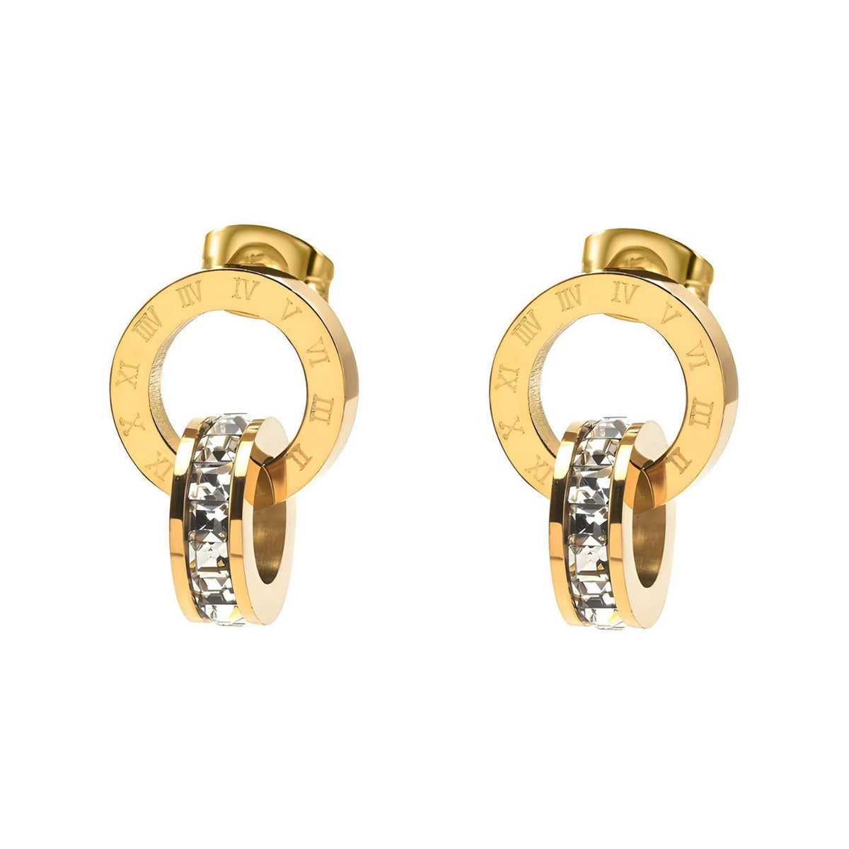 18K gold plated Romanian earrings gold stainless steel Kuwait Jewelique