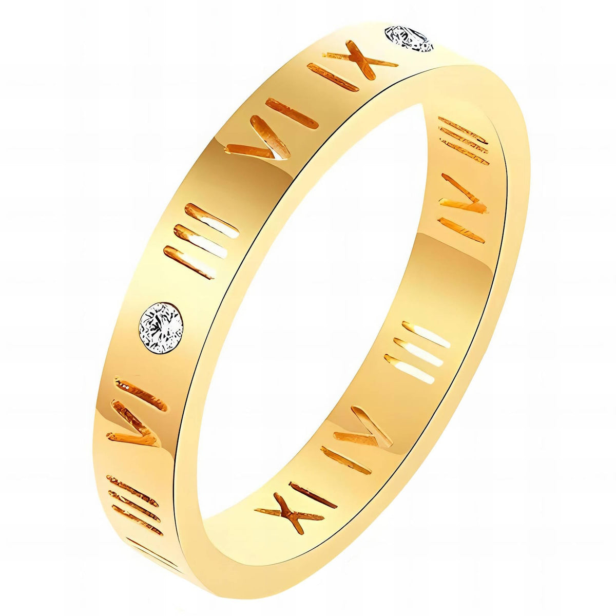18K gold plated Romanian ring gold stainless steel Kuwait Jewelique