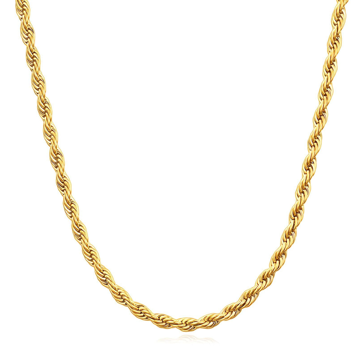 18K gold plated rope necklace gold stainless steel Kuwait Jewelique