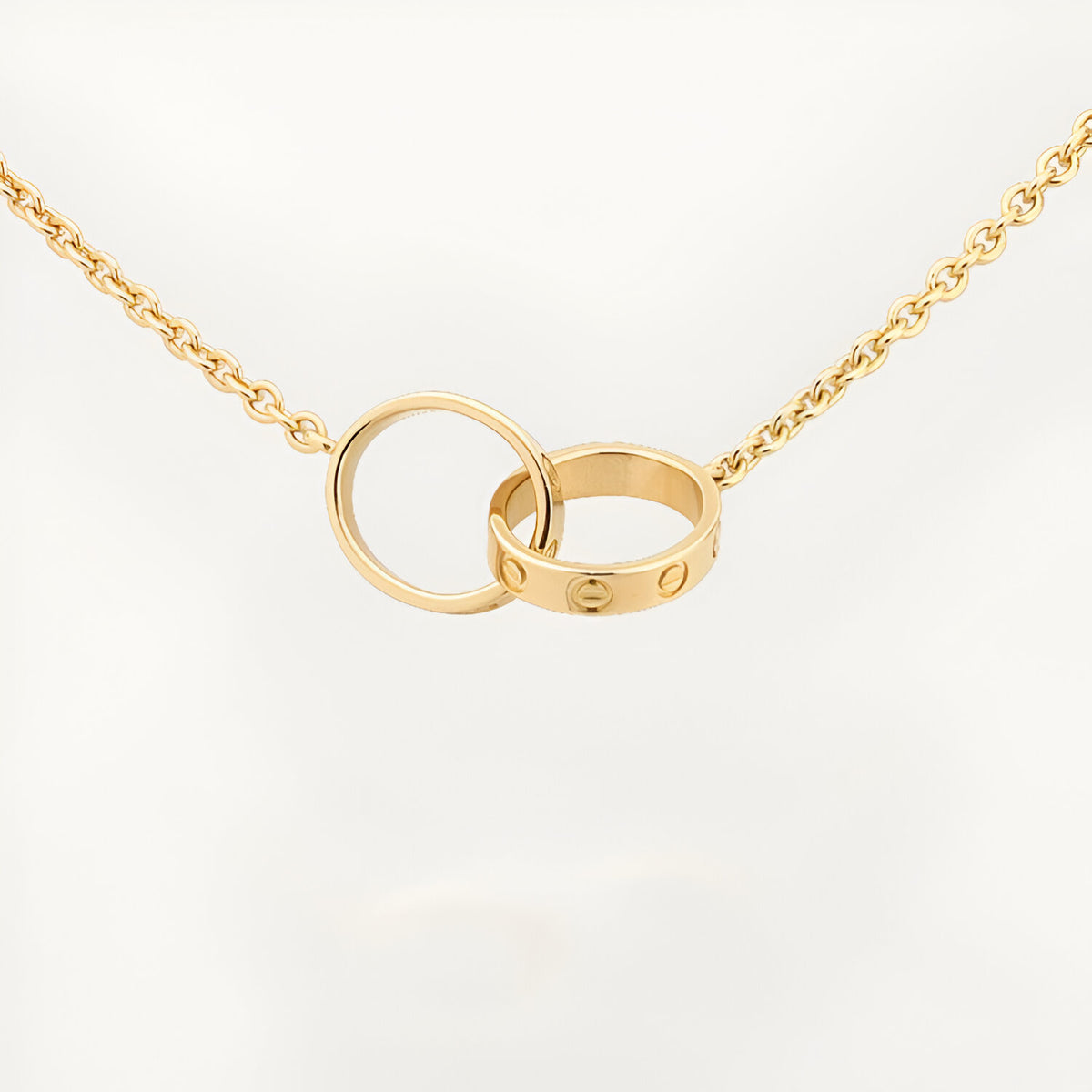 18K gold plated screw rings necklace gold Kuwait Jewelique
