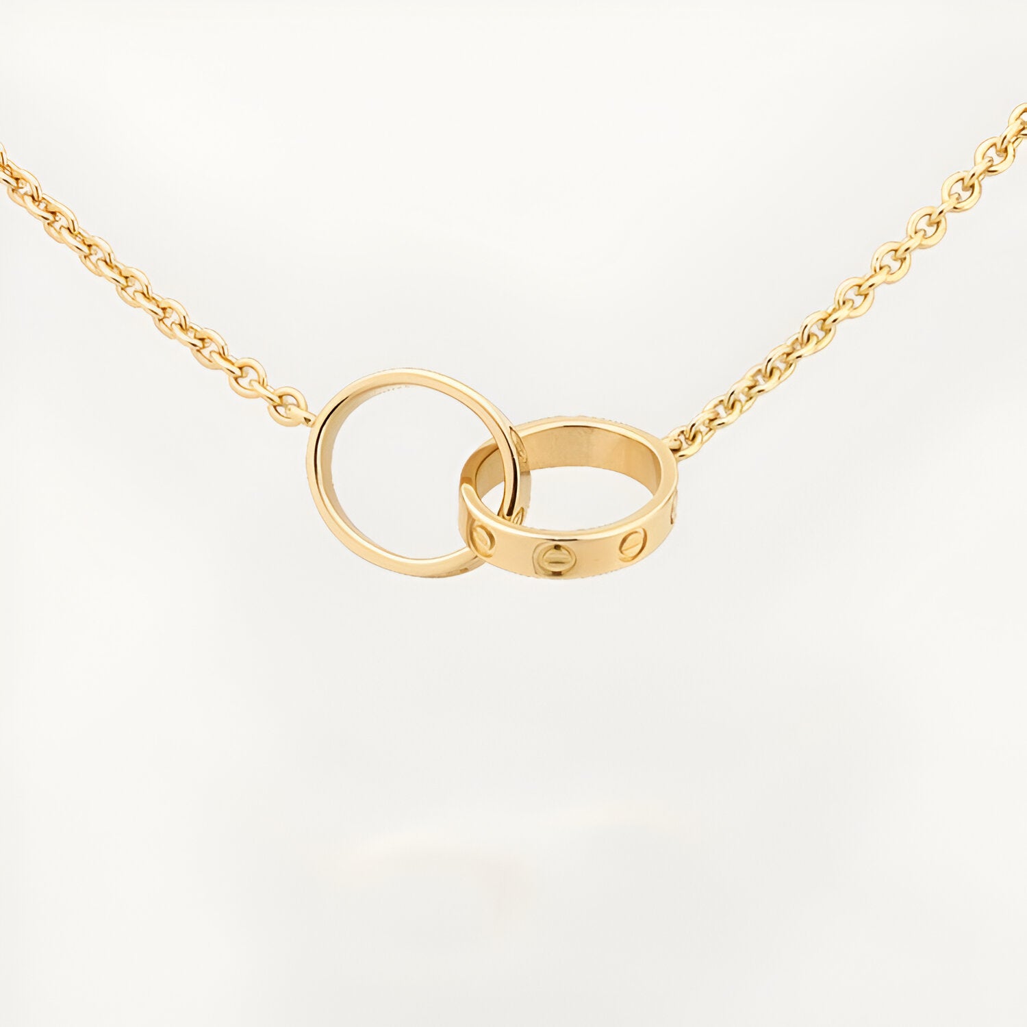 18K gold plated screw rings necklace gold Kuwait Jewelique