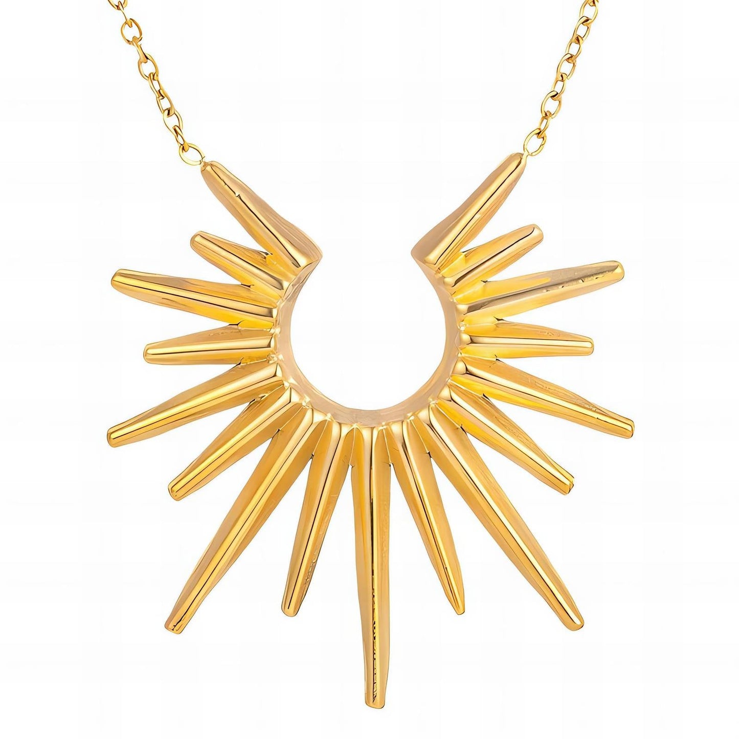 18K gold plated sun necklace gold stainless steel Kuwait Jewelique