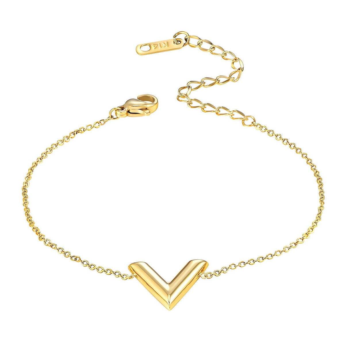 18K gold plated V bracelet gold adjustable stainless steel waterproof Kuwait Jewelique