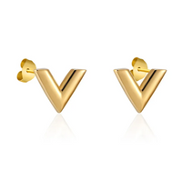 18K gold plated V earrings gold stainless steel Kuwait Jewelique