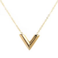 18K gold plated V necklace gold stainless steel Kuwait Jewelique
