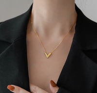 18K gold plated V necklace side view Kuwait Jewelique