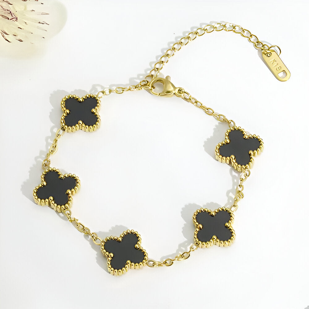 18K gold plated VC bracelet black variant Kuwait Jewelique