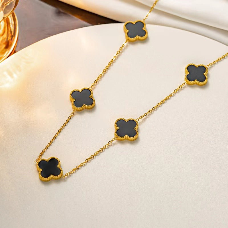 18K gold plated VC chain necklace black variant Kuwait Jewelique