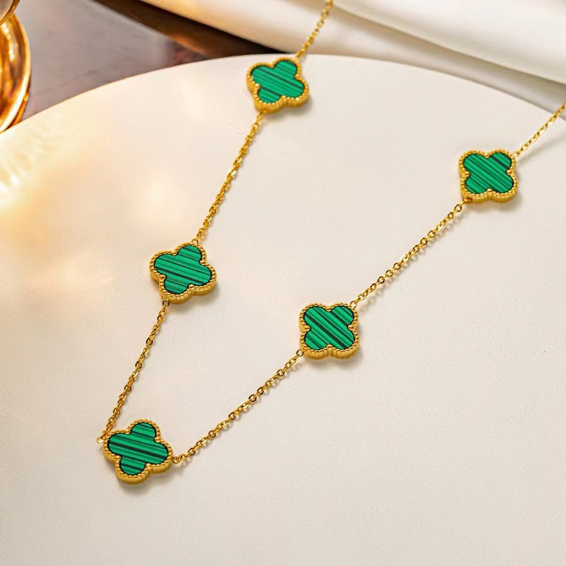 18K gold plated VC chain necklace green variant Kuwait Jewelique