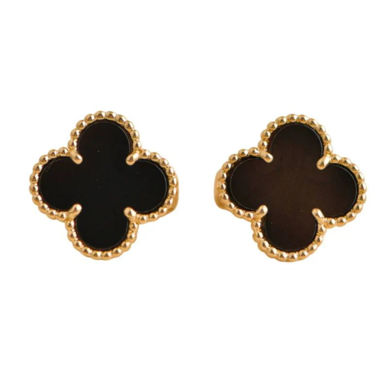 18K gold plated VC earrings black variant Kuwait Jewelique