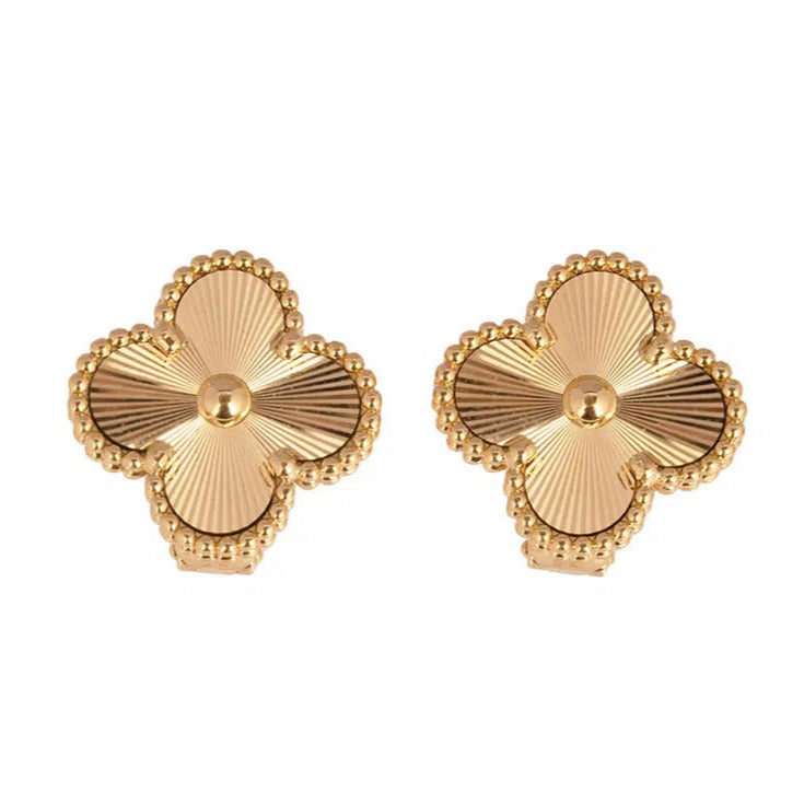 18K gold plated VC earrings five motif gold front Kuwait Jewelique