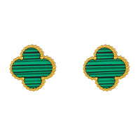 18K gold plated VC earrings green clover Kuwait Jewelique