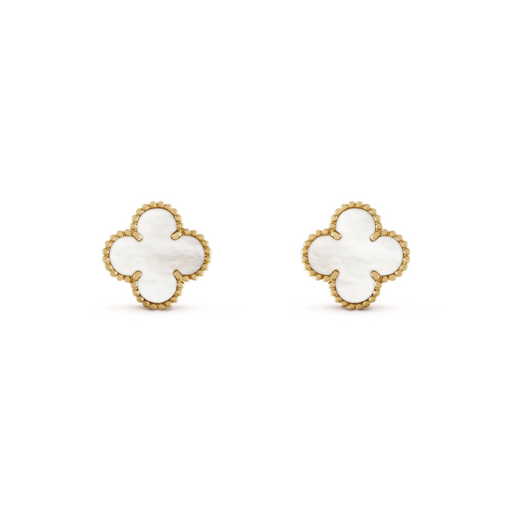 18K gold plated VC earrings white mother of pearl gold Kuwait Jewelique