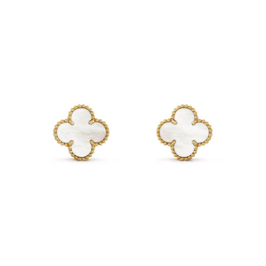 18K gold plated VC earrings white mother of pearl gold Kuwait Jewelique