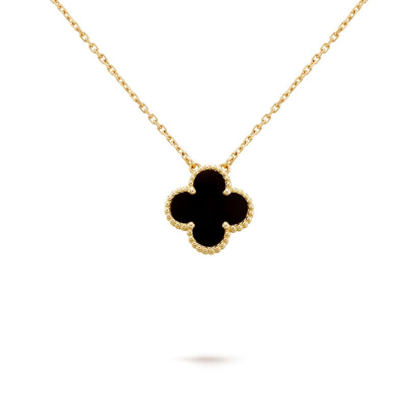 18K gold plated VC necklace worn model Kuwait Jewelique