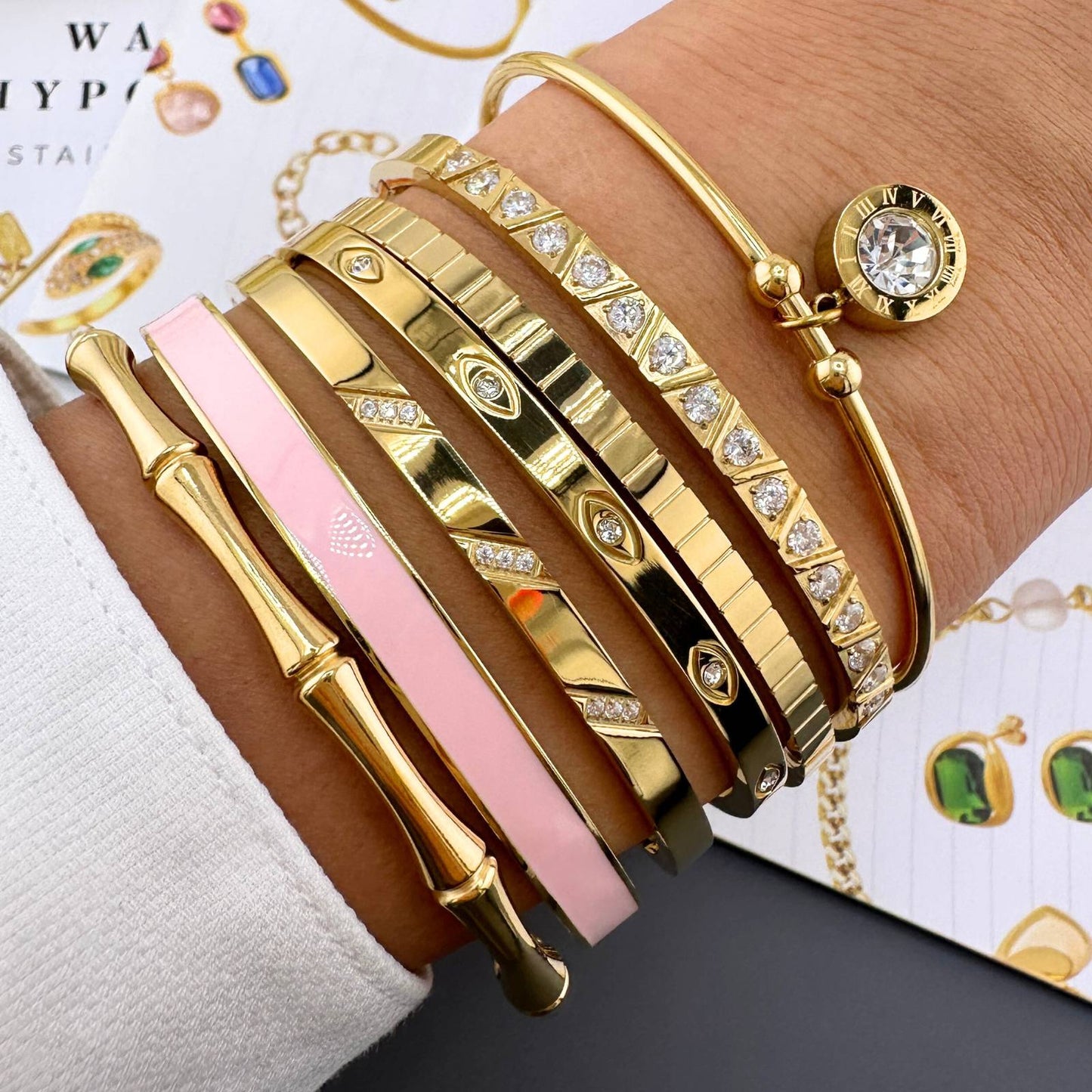 18K Gold Plated Bamboo Bangle