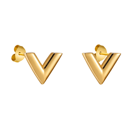 18K gold plated V Earrings